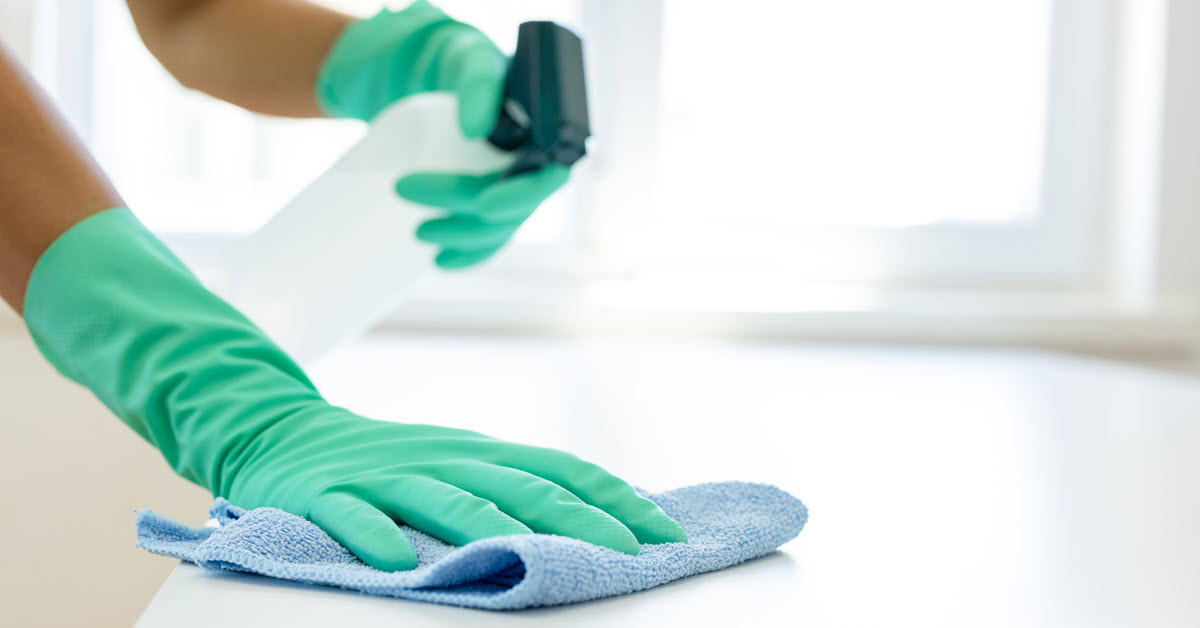 Cleaning Counter with Microfiber Cloth