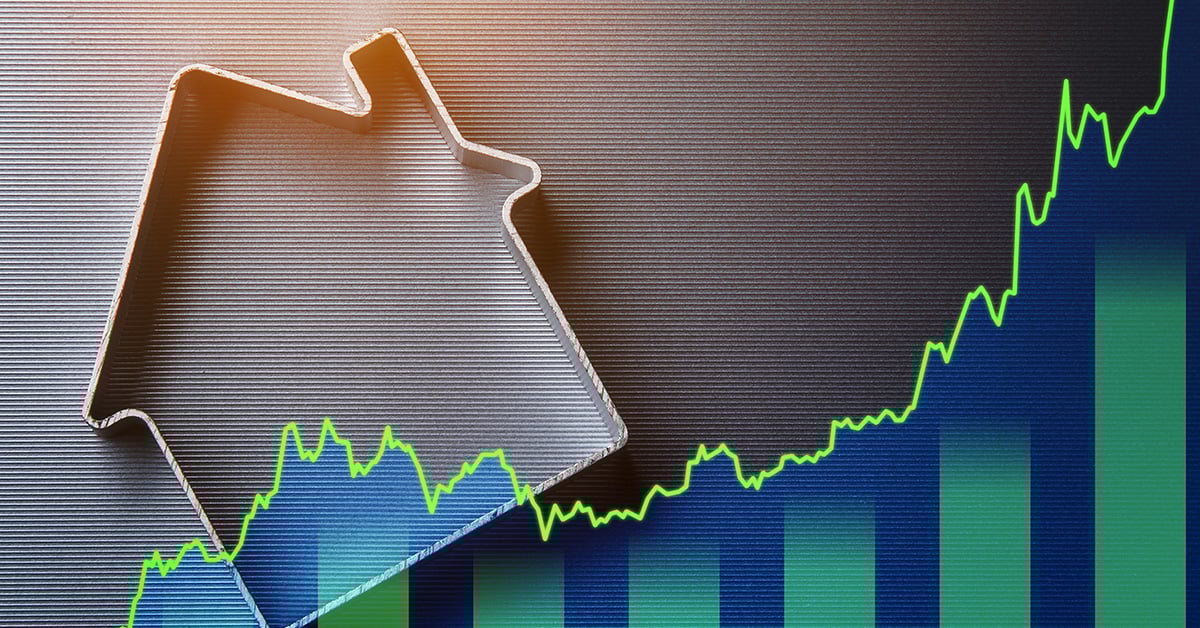 Real Estate Market Growth Concept with Rising Chart and House