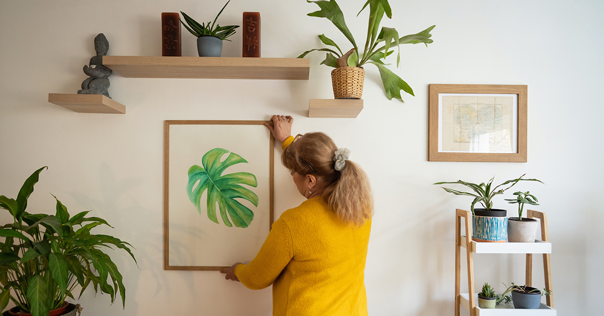 Woman decorating her home